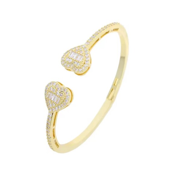 Unbranded Jewelry - open heart bangle bracelet Baguette heart cuff bracelet